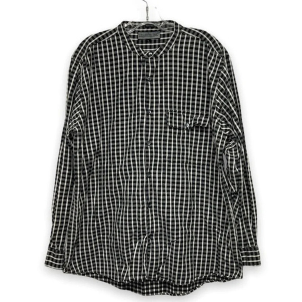 Vintage Members Only Shirt Windowpane Buffalo Plaid Button Up 100% Cotton L